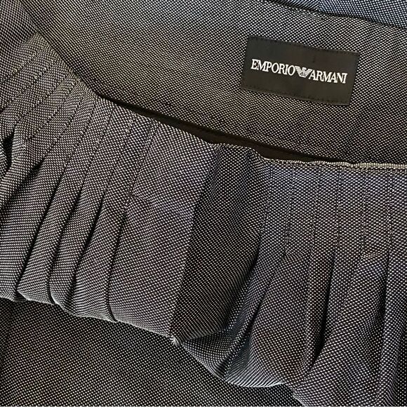 Emporio Armani Vintage Pleated Black White Wool Blend Trousers IT 42 Sz US 6 - Picture 2 of 10